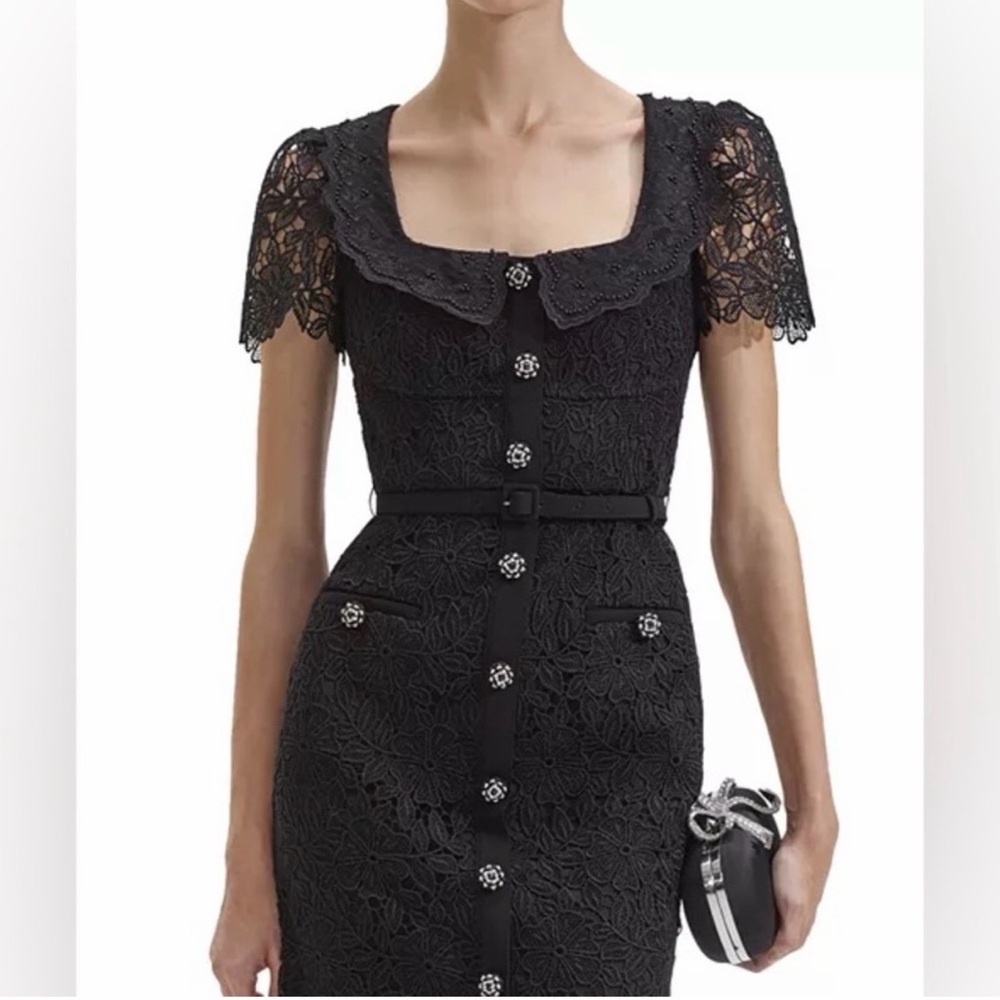 Like New Self-Portrait Guipure Lace Midi Dress - sz US 8 - Picture 2 of 7
